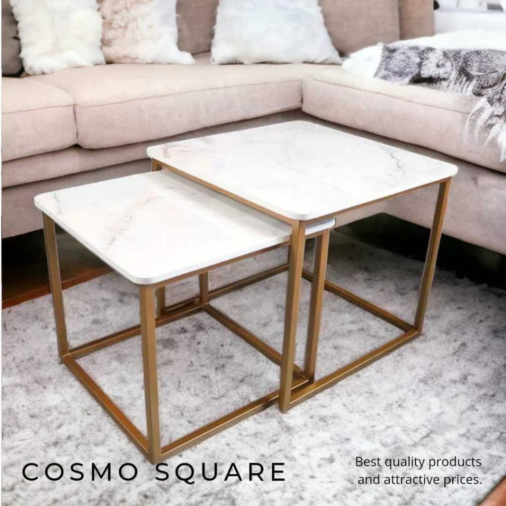 RJP FURNITURE Meja Besi Sudut Samping Ruang Tamu Minimalis Kaki Besi Premium - Cosmo Square Table
