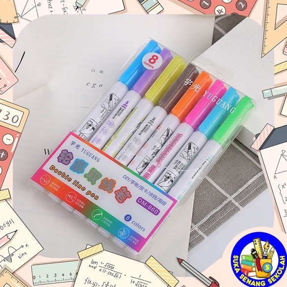 ART X47X Spidol Gliter  Double Line Pen 8 Pcs S78