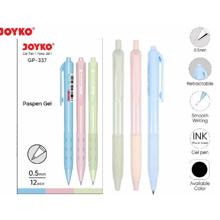 

ART W67W Pulpen JOYKO PASPEN Gel Pen GP337 5mm 12 PCS