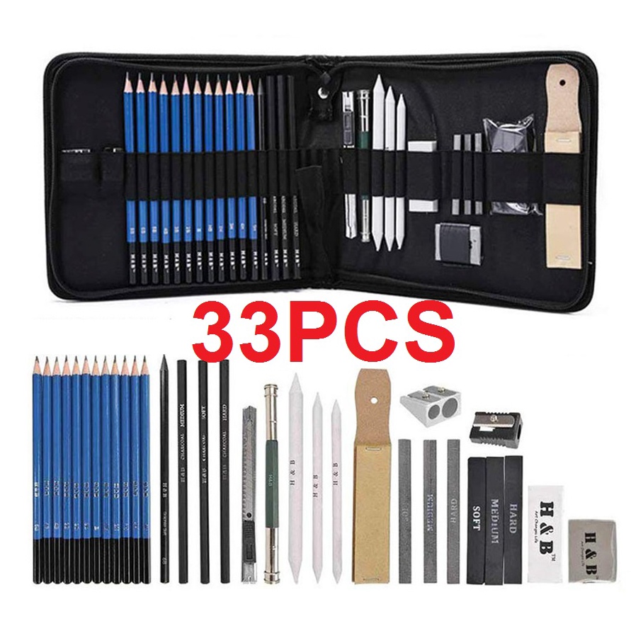 

ART G93J 33PCSSet Sketch Pensil Pisau Penghapus dan Pensil Gambar untuk Keperluan Sekolah Pencil Drawing Set