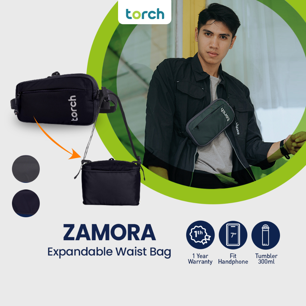 TORCH Zamora 2in1 Waistbag Slingbag Waist Sling Bag Slim dan Expandable - Tas Pinggang Selempang Ser