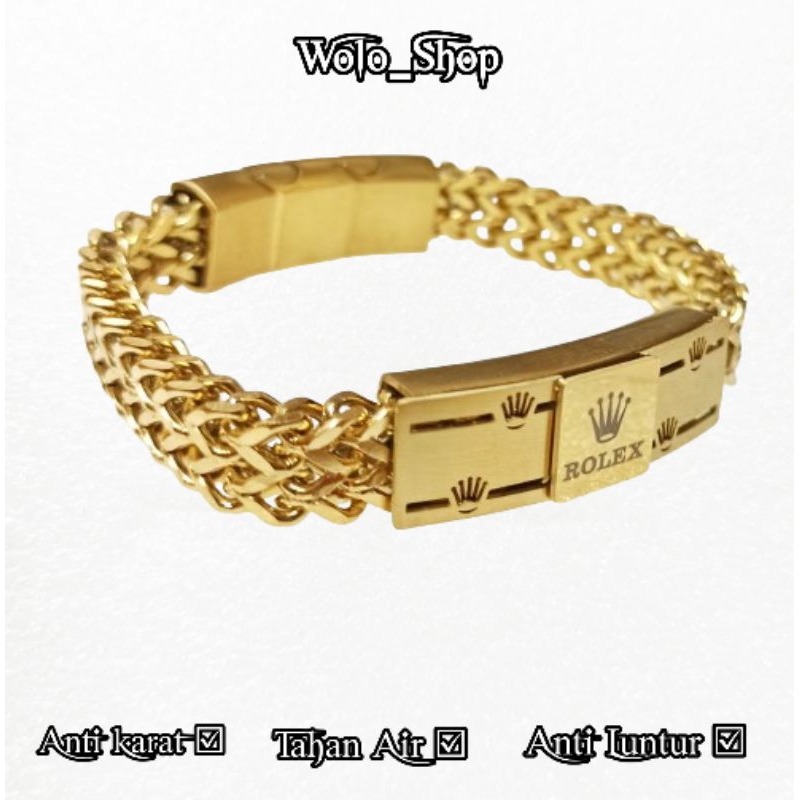 Gelang Rantai ROLEX Titanium Pria Wanita Anti Luntur
