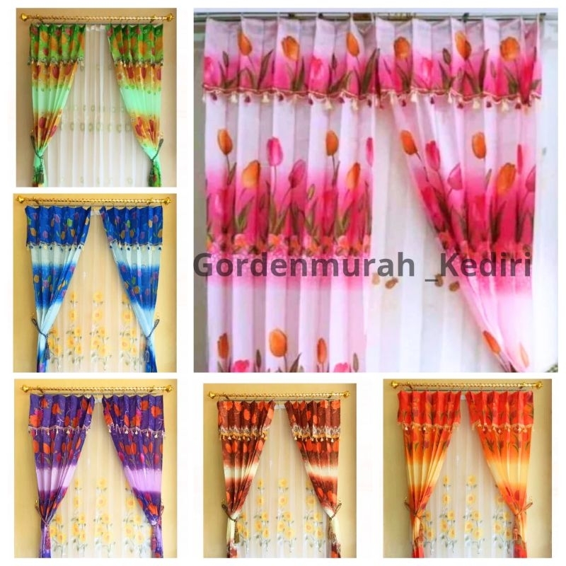 GORDEN PINTU KAMAR/GORDEN JENDELA PANJANG/GORDEN MOTIF BUNGA/ GORDEN PLISKET