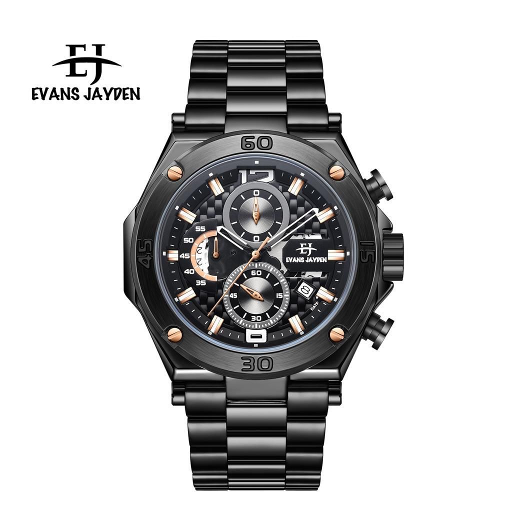 BISA COD  JAM TANGAN PRIA ORIGINAL EVANS JAYDEN 9839 RANTAI CHRONO TANGGAL AKTIF DIAMETER 4.8 CM | J