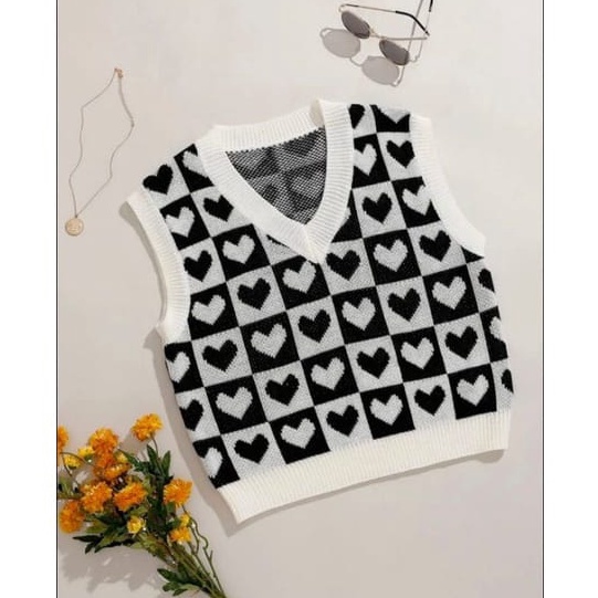 Promo ROMPI VEST LOVE  ROMPI RAJUT LOVE  ROMPI CROP TOP  ROMPI RAJUT WANITA  VEST RAJUT LOVE