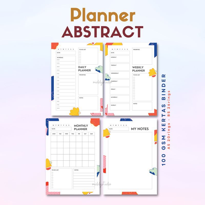 

Isi Binder Planner Abstract Edition 20r,26r - A5/B5 Ready Stock