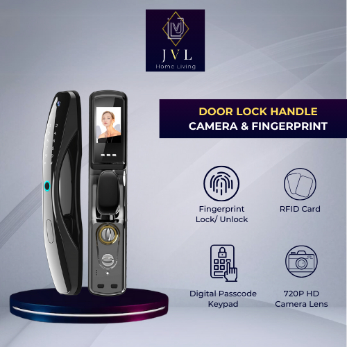 JVL - Smart Digital Door Lock Camera Screen Display Wifi Connection / Fingerprint RFID / Manual Key 