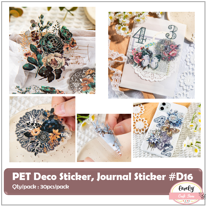 

LovelyCraftStore | D16 ~ 30pcs/pack PET Art Deco Sticker Journal Diary Sticker retro lace flowers bujo scrapbook decoration mahar