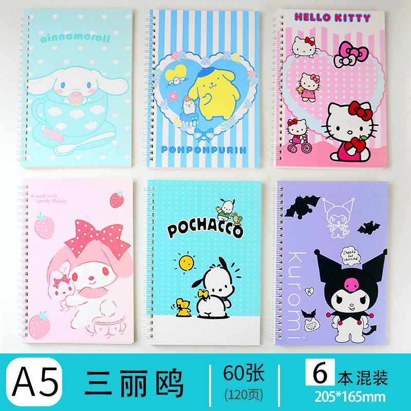 

DELUNASHOP BINDER BUKU TULIS RING MOTIF A5 / BUKU CATATAN NOTEBOOK UKURAN A5 DIARY KARAKTER SANRIO ANIME