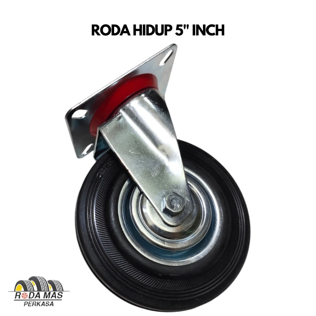RODA ETALASE 5" inch/RODA KARET/RODA TROLLEY tipe HIDUP (berputar) RMP