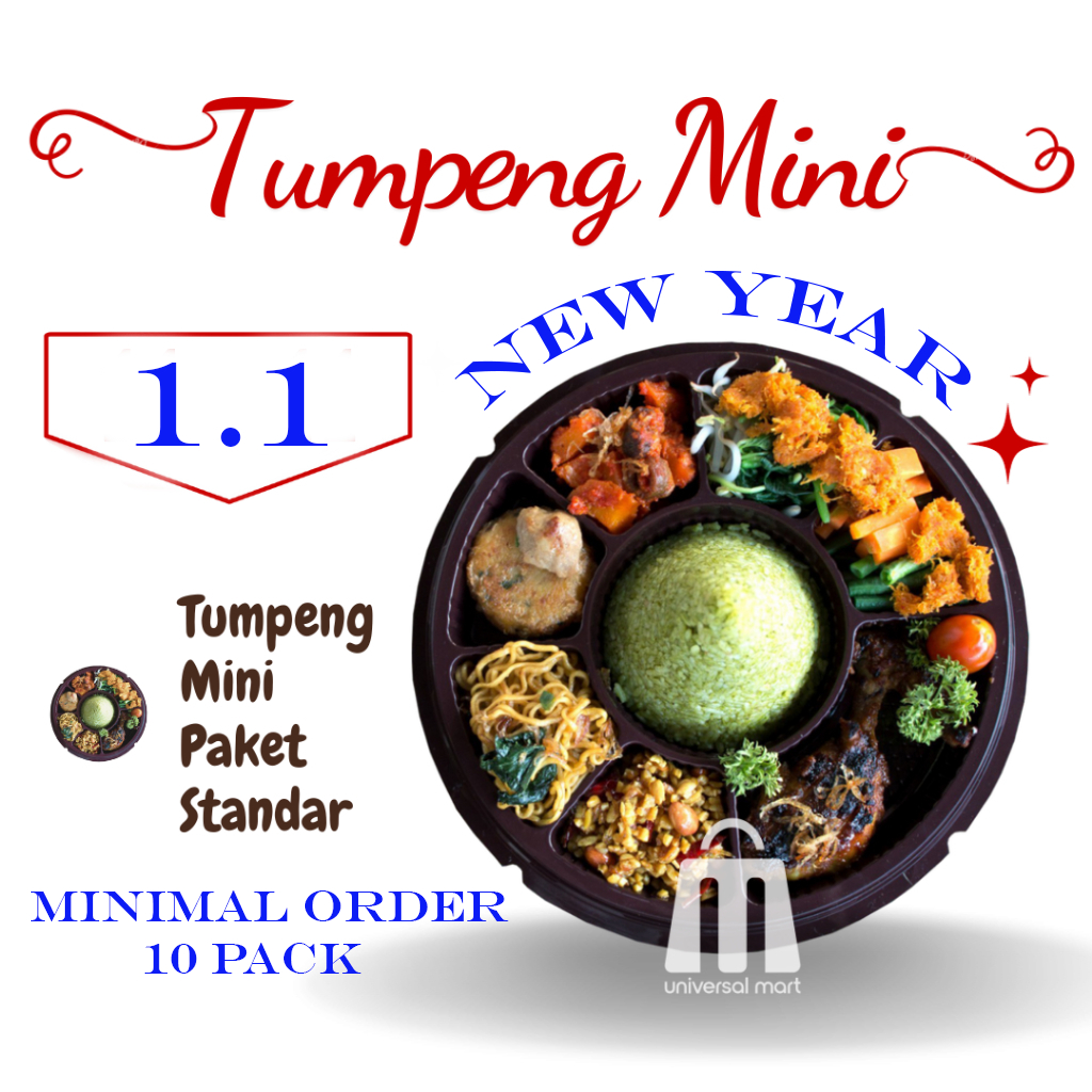 

Tumini paket STANDAR .tumini nasi kuning mika sekat tumpeng nasi warna rasa maknyus minimal order 10 pack