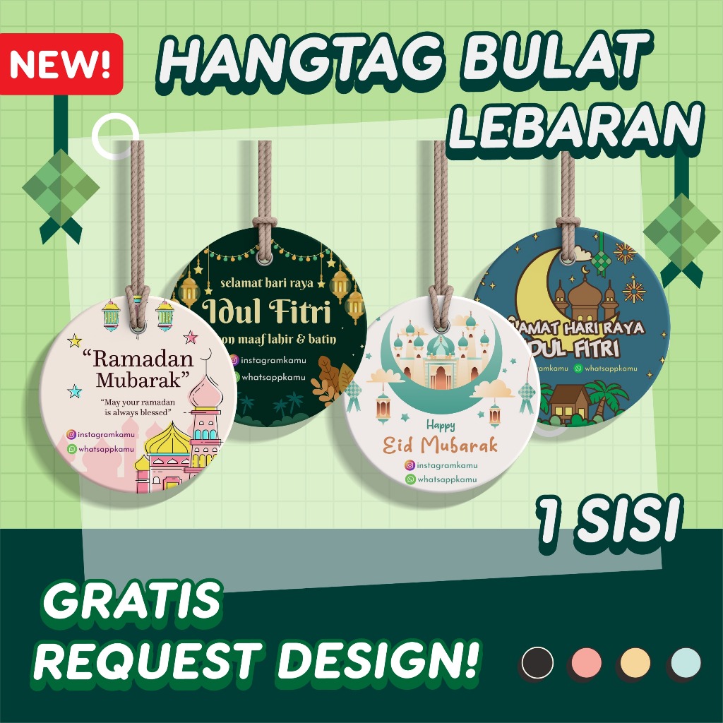 

Hang Tag Idul Fitri 1 Sisi Custom Tag Label Hampers Lebaran Free Design