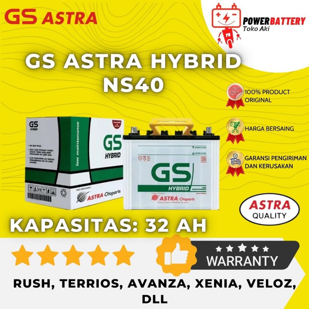 Aki Mobil GS Astra Hybrid Original NS40 Astra Rush Terios Avanza Xenia Veloz Luxio