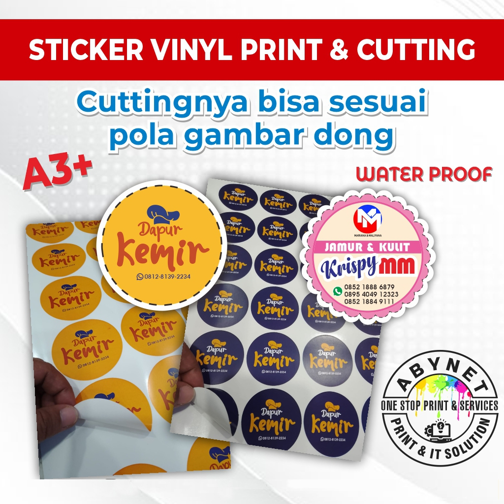 

CETAK STICKER LABEL VINYL A3 CUTTING PUTUS DIE CUT