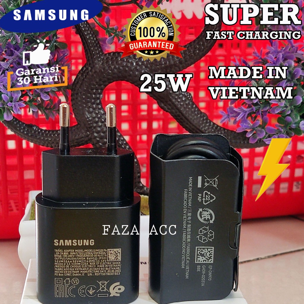 CHARGER SAMSUNG ORIGINAL 100% 25 WATT ASLI ORI SUPER FAST CHARGING / CEPAT /TYPE C TO TYPE C/TEPSI/ 