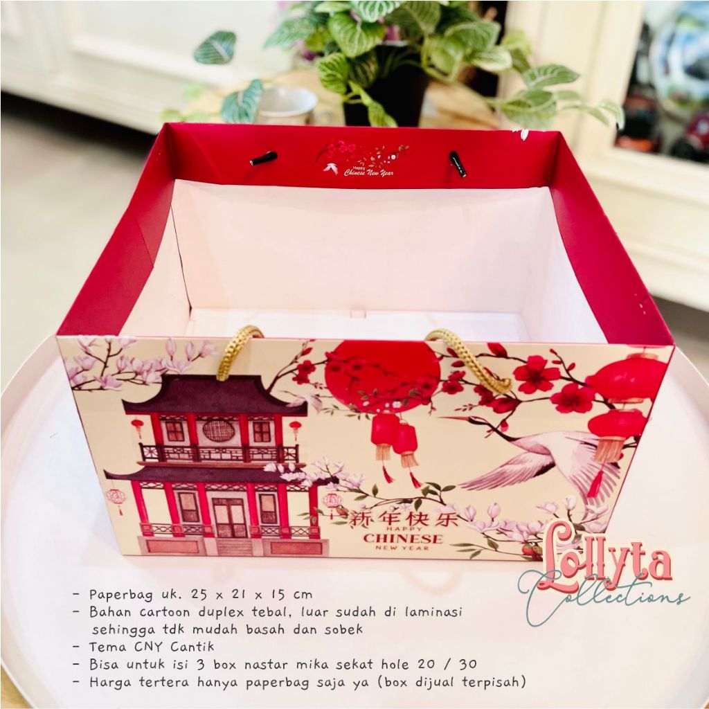 

Paperbag CNY IMLEK size 25 x 21 x 15 cm tema Ancient Chinese house