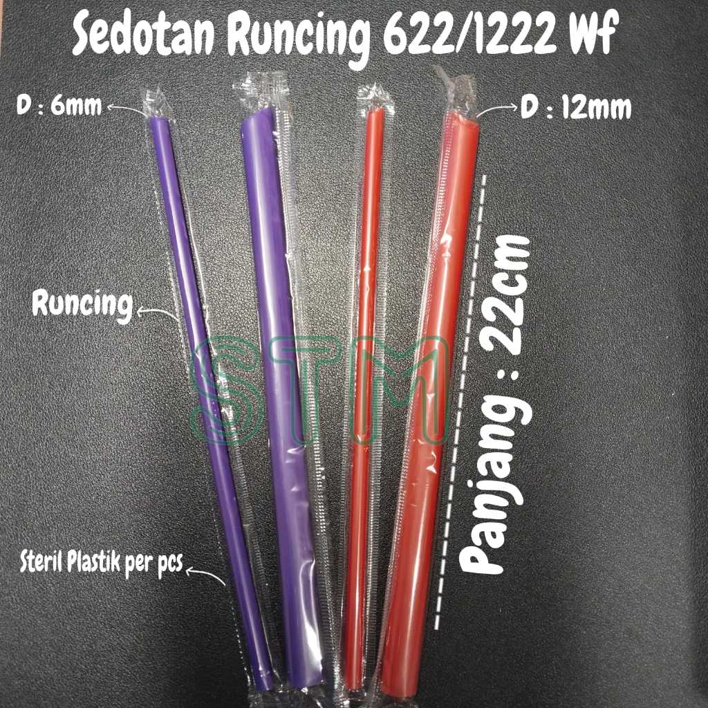 Sedotan Runcing 622/1222 wf Hitam/Merah Mixue/MOMOYO/Ungu Chatime 6/12mm Panjang 22cm Hygienis Bubbl