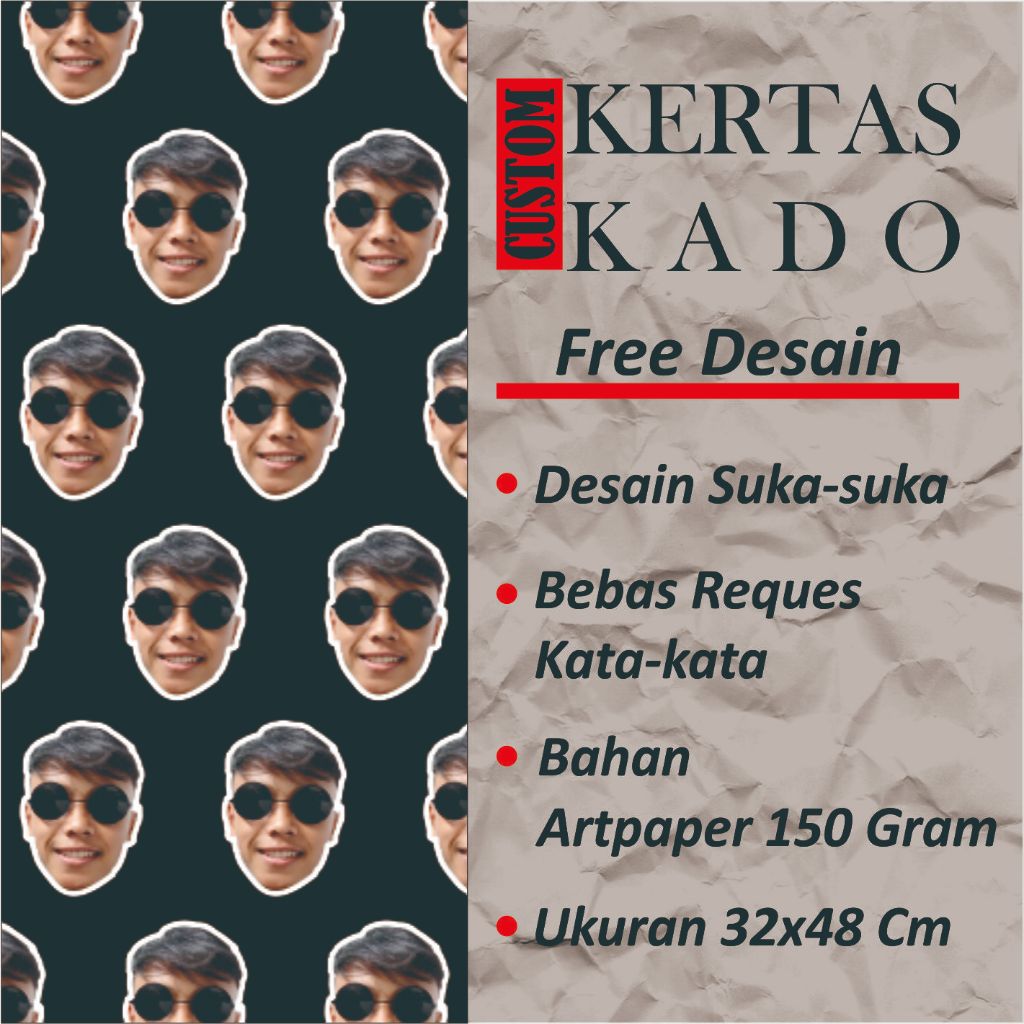 

kertas kado custom/kertas kado wajah
