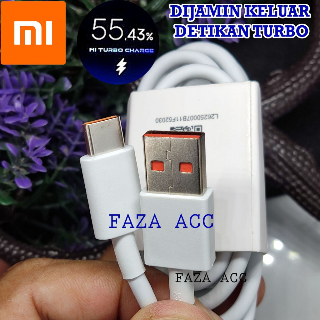 KABEL DATA XIAOMI TURBO CHARGE ORIGINAL ASLI DECIMAL DESIMAL KELUAR DETIKAN 33W 33 WATT TYPE C TEPSI