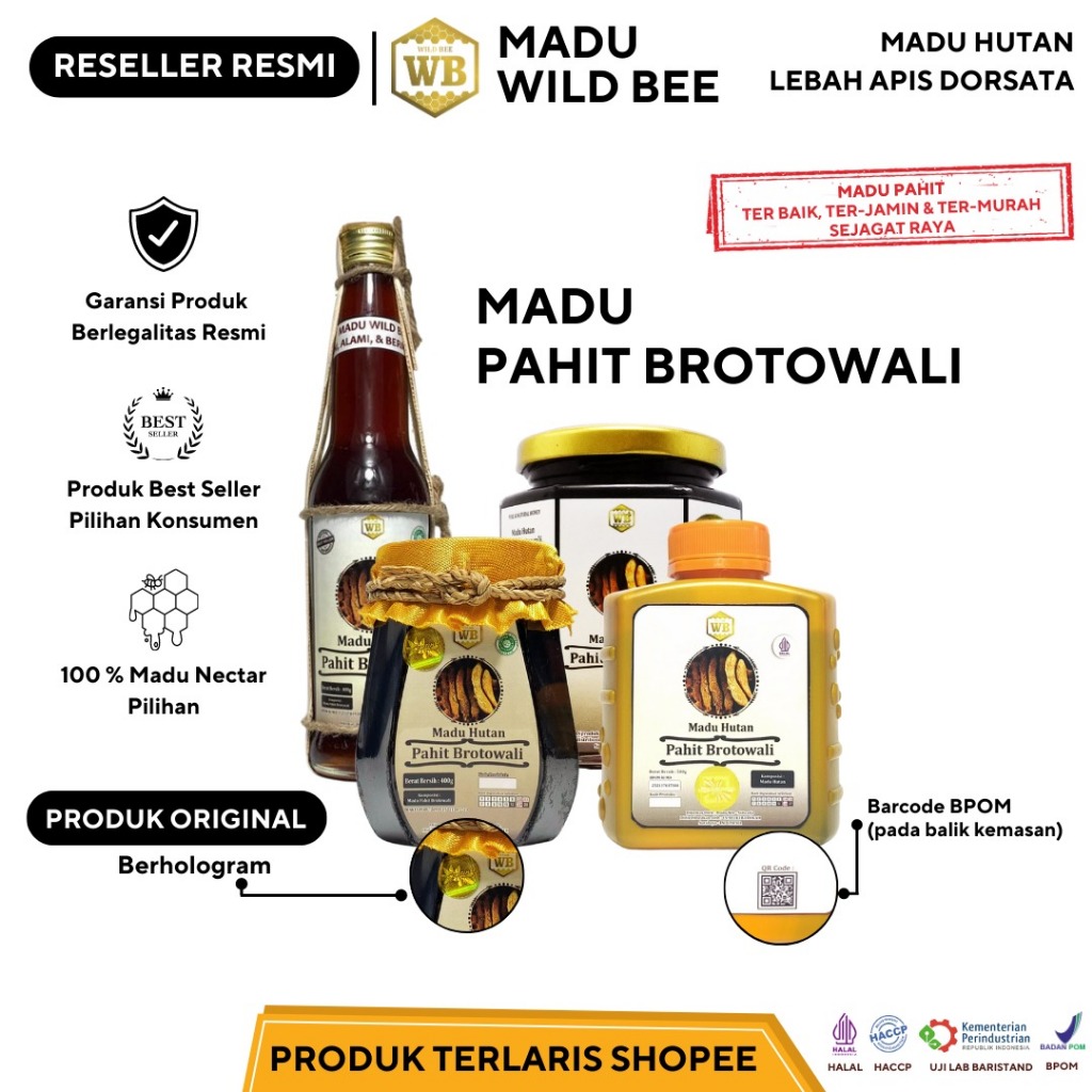 

B Wild Bee - Madu Pahit Brotowali / Lebah Apis Dorsata - Wild Bee - Kemasan Ekonomis