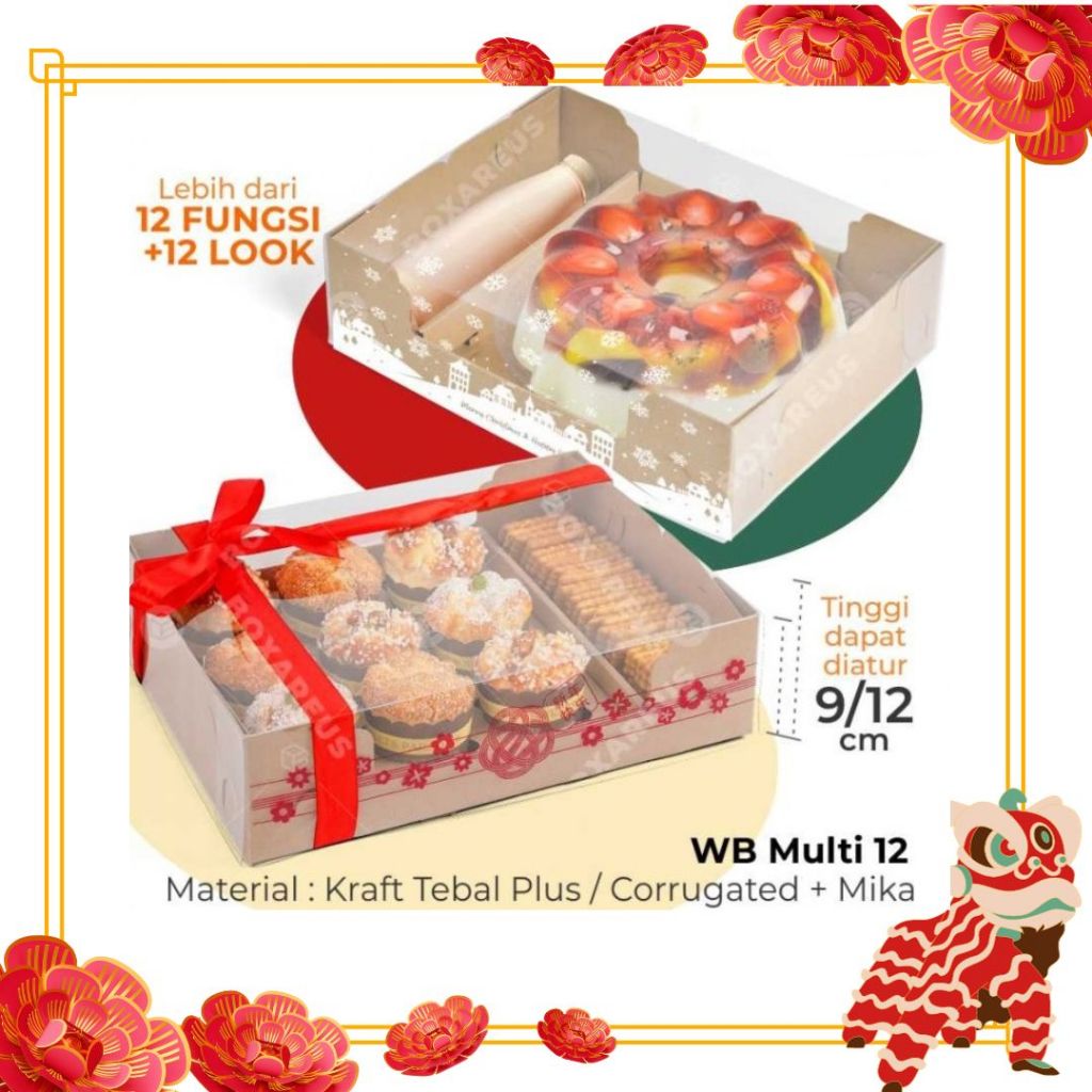 

Box Cake Pudding Imlek / Dus Hampers Sekat Mika CNY Sincia WB Multi 12