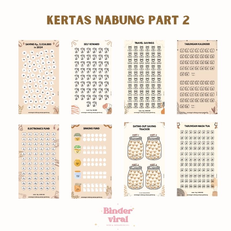 

( 8 lembar ) PART 2 Kertas Saving Challenge A6