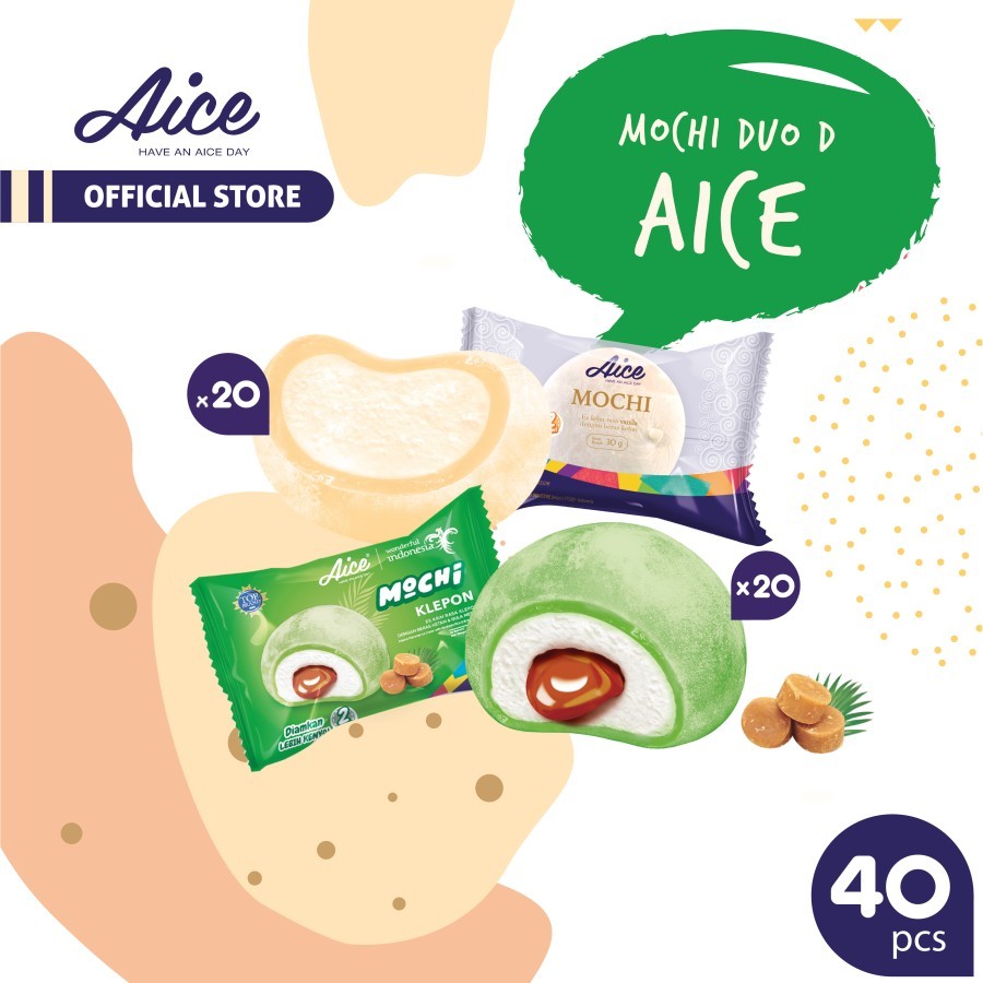 

Paket Aice Eskrim Mochi Duo D (isi 20pcs Vanila dan 20 pcs Klepon)