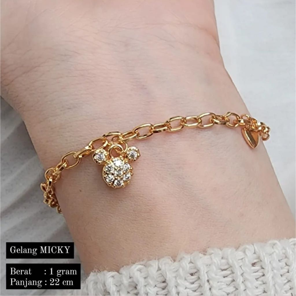 Gelang Micky 1 gram Gelang Dewasa Emas Muda