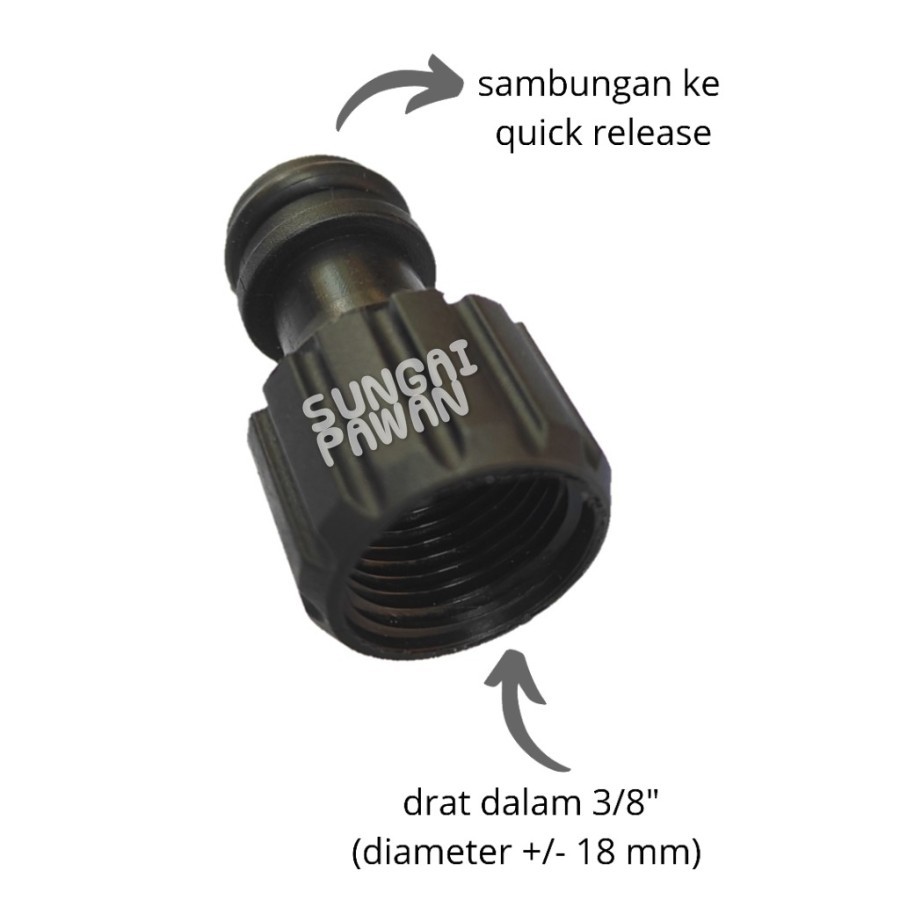 konektor pompa dc 12 volt sambungan joint join quick release selang air drat ulir M18*1.5 metric M18