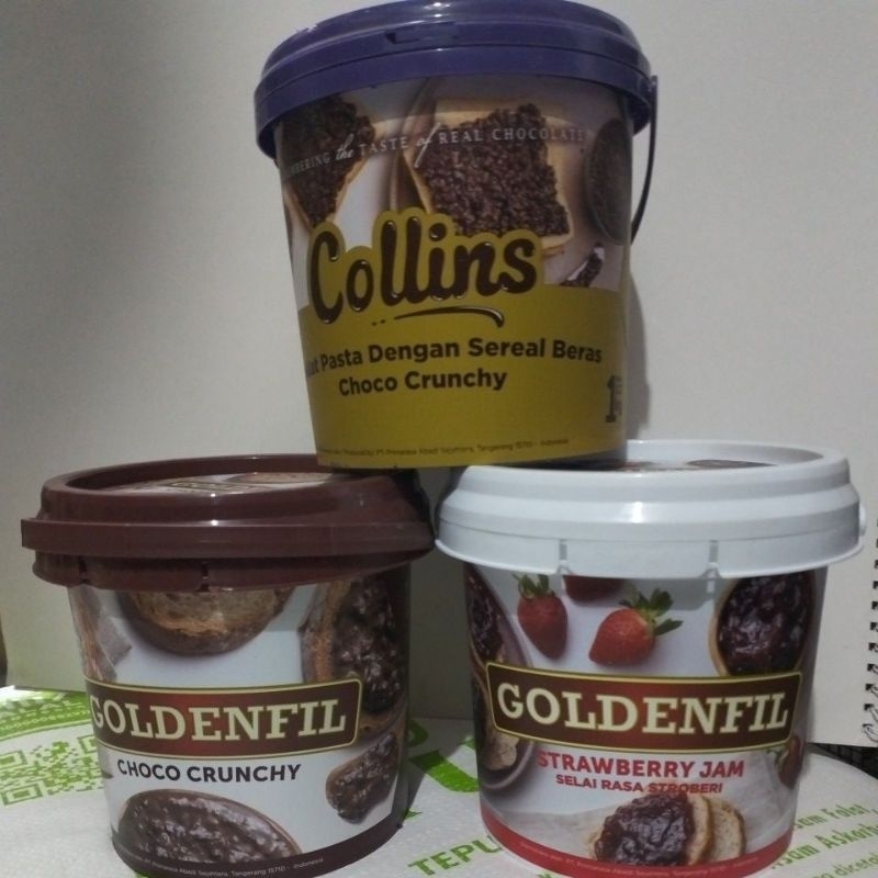 

selai coklat choco crunchy goldenfil coco crunchy / collins coco crunchy/ goldenfil strawberry/ goldenfil blueberry