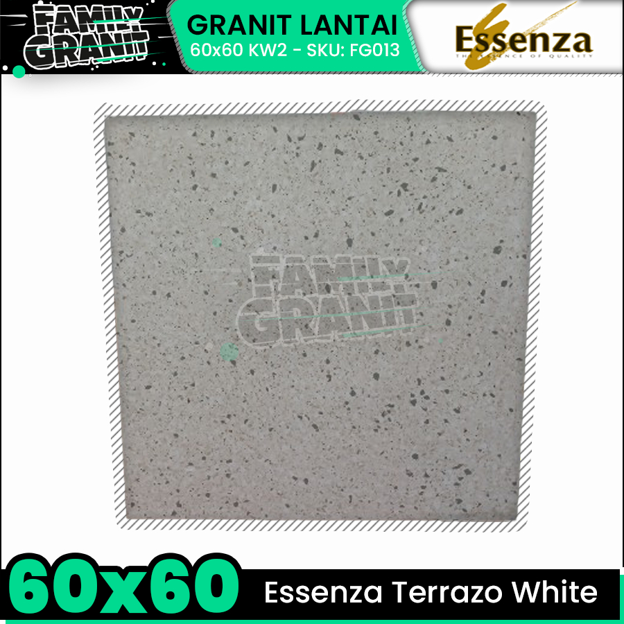Granit Teras 60x60 Kasar Essenza Terazzo White Matte Teras/Garasi/Carport