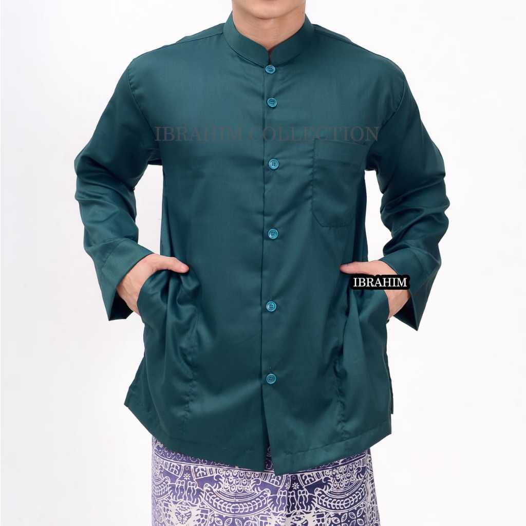Baju Koko Haibah Exclusive Saku Samping/koko haibah/katun toyobo/hijau botol