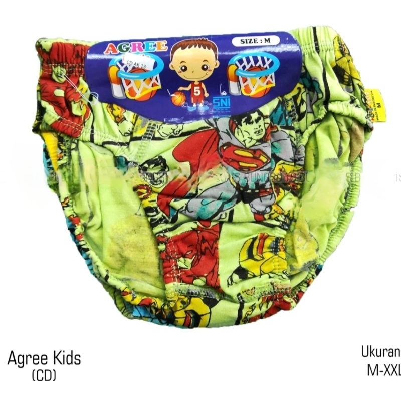 3 pcs..CD ANAK Laki-laki Merek agree KIDS/SEMPAK anak agree motif full print bahan katun berkualitas