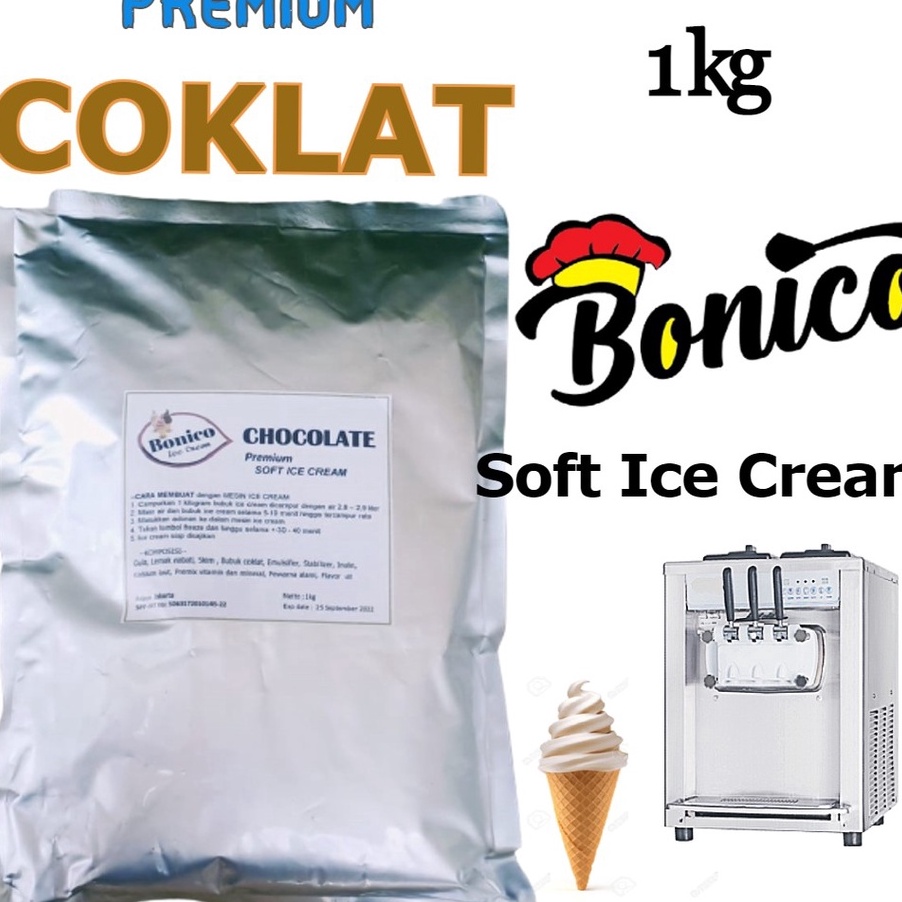 

XSYP66 TERMURAH BONICO COKLAT SOFT ICE CREAM POWDER 1Kg PREMIUM Resto bubuk es krim mesin Chocolate cone frizco
