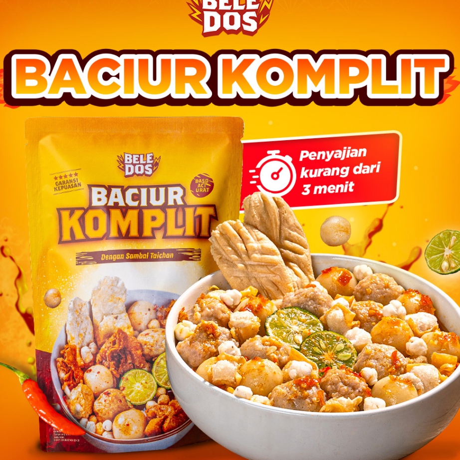 

DLYM8131 99 BRANDS FESTIVAL Beledos Baciur Komplit 16 Gram dengan Sambal Taichan