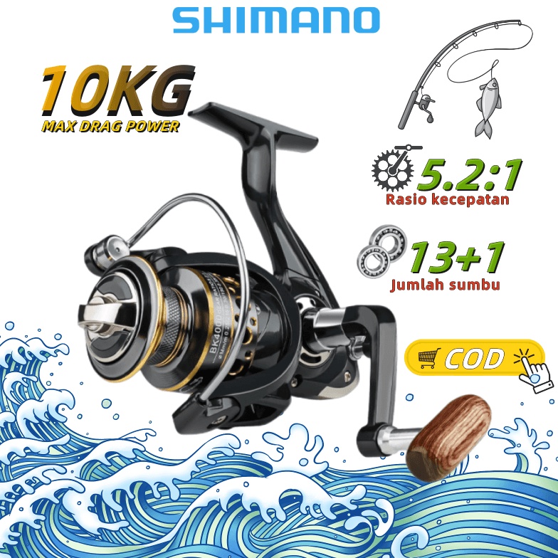 Best Produk Spot Indonesia shimano Reel Pancing Gold Sharking BK4 Spinning Fishing 521 Ball Bearing 