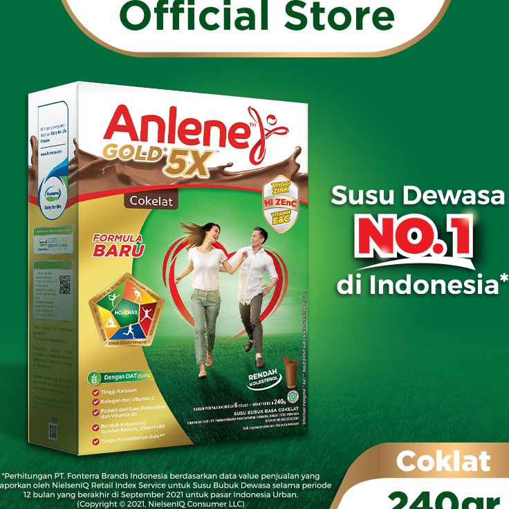 

ORIGINAL Anlene Gold 5X Susu Bubuk Dewasa Cokelat 24g Nutrisi Tinggi Kalsium Untuk Tulang Sendi dan Otot