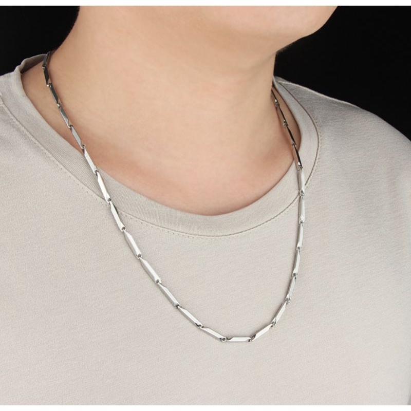 KALUNG TEBARU/KALUNG TITANIUM SILVER RANTAI PADI KECIL PRIA DAN WANITA