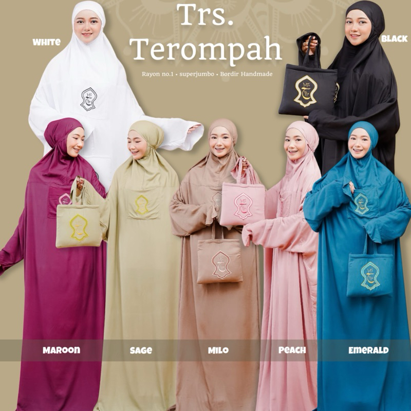 mukena terusan TEROMPAH Premium mukena saudi mukena yaman mukena hadramaut terompah