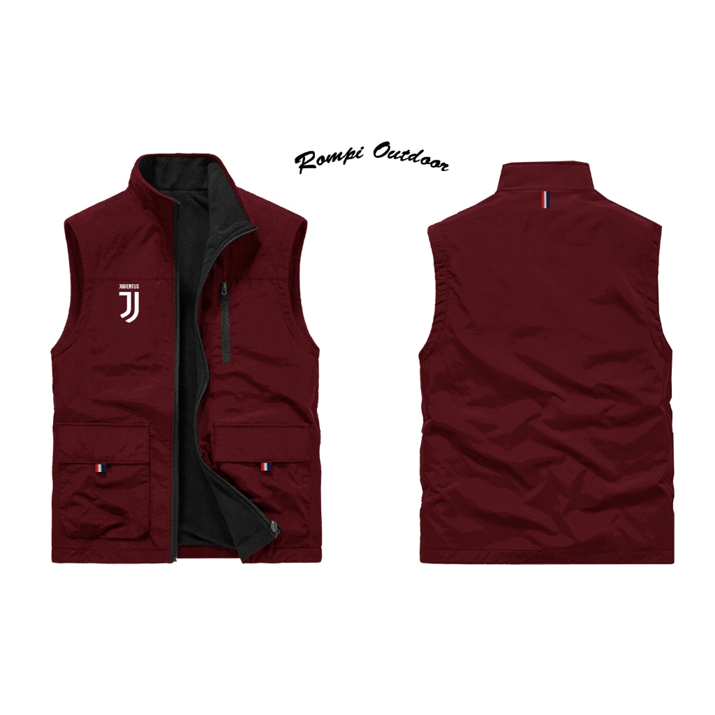 Jaket Rompi Parasut/Rompi Motor/Rompi Cargo Custom Logo Juventus/Rompi Pria Rompi Hiking Outdoor/Rom