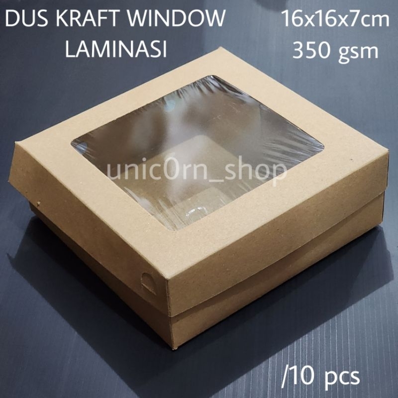 Dus Kraft Coklat WINDOW LAMINASI 16X16X7cm ( 10 pcs )