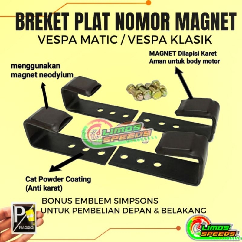 Breket Dudukan Plat Nomor Magnet Vespa Metic LX S Breket Plat Magnet Vespa klasik