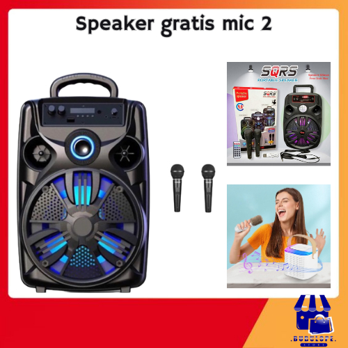PROMO SPEAKER SQRS 815 & 885 & 888 9 inch SPEAKER SUPER BASS FREE 2 MICROPHONE BISA COD
