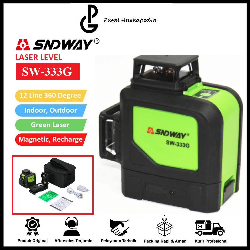 SNDWAY SW-333G Self Leveling 12 Lines Green Laser 360 Derajat - SNDWAY SW- 333G