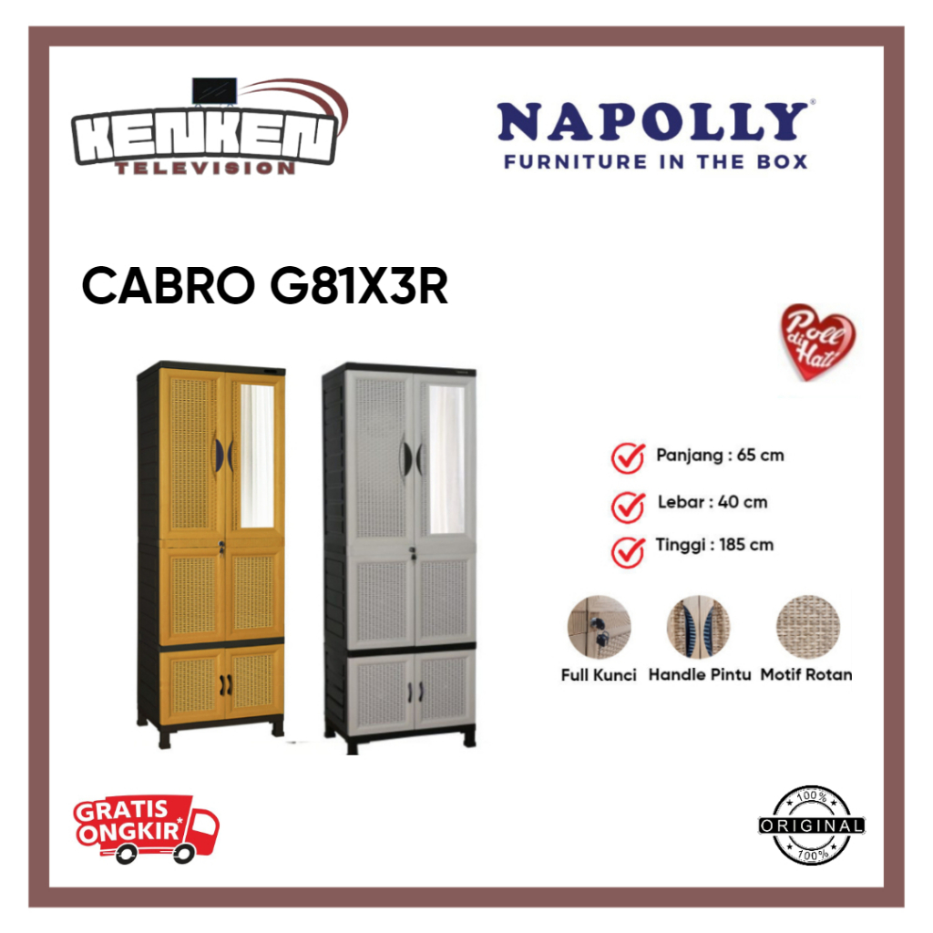 Lemari Plastik Napolly Cabro G81X.3R CK Lemari Pakaian Plastik Napolly