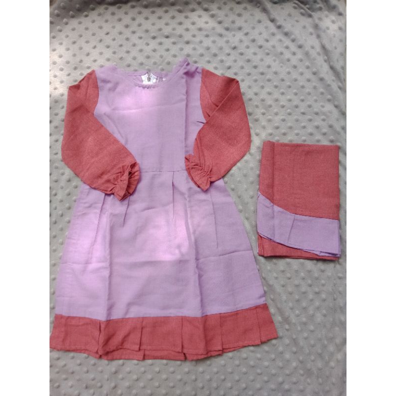 Gamis anak Set Khimar Katun Madinah PRELOVED