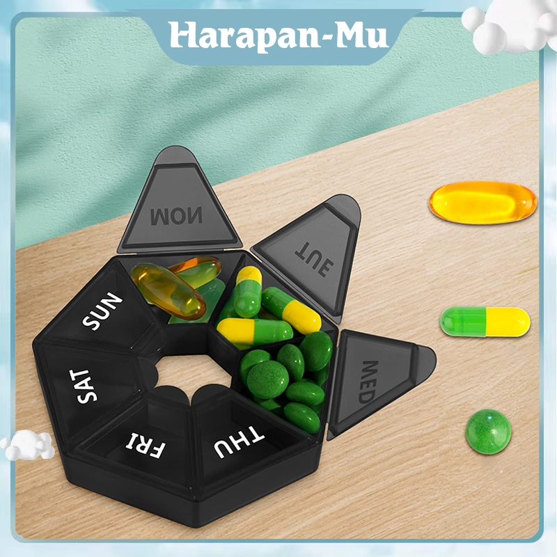 Kotak Obat Harian Kotak Obat 7 Hari Model Bulat Kotak Kotak Obat Pil Mini Portable