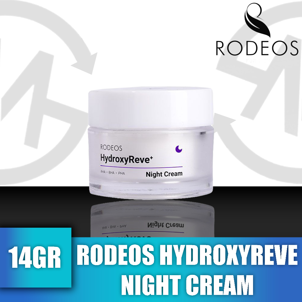 RODEOS HydroxyReve+ Night Cream - Mencerahkan & Melembabkan Wajah, Mengatasi Jerawat