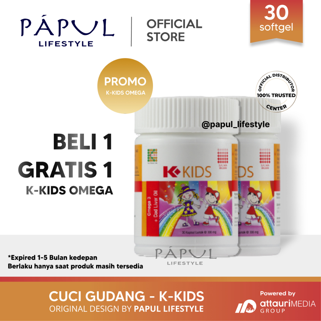 CLEREANCE SALE Beli 1 GRATIS 1 K-KIDS K-Link Original BPOM 1 Botol isi 30 Softgel Omega Kids Minyak 