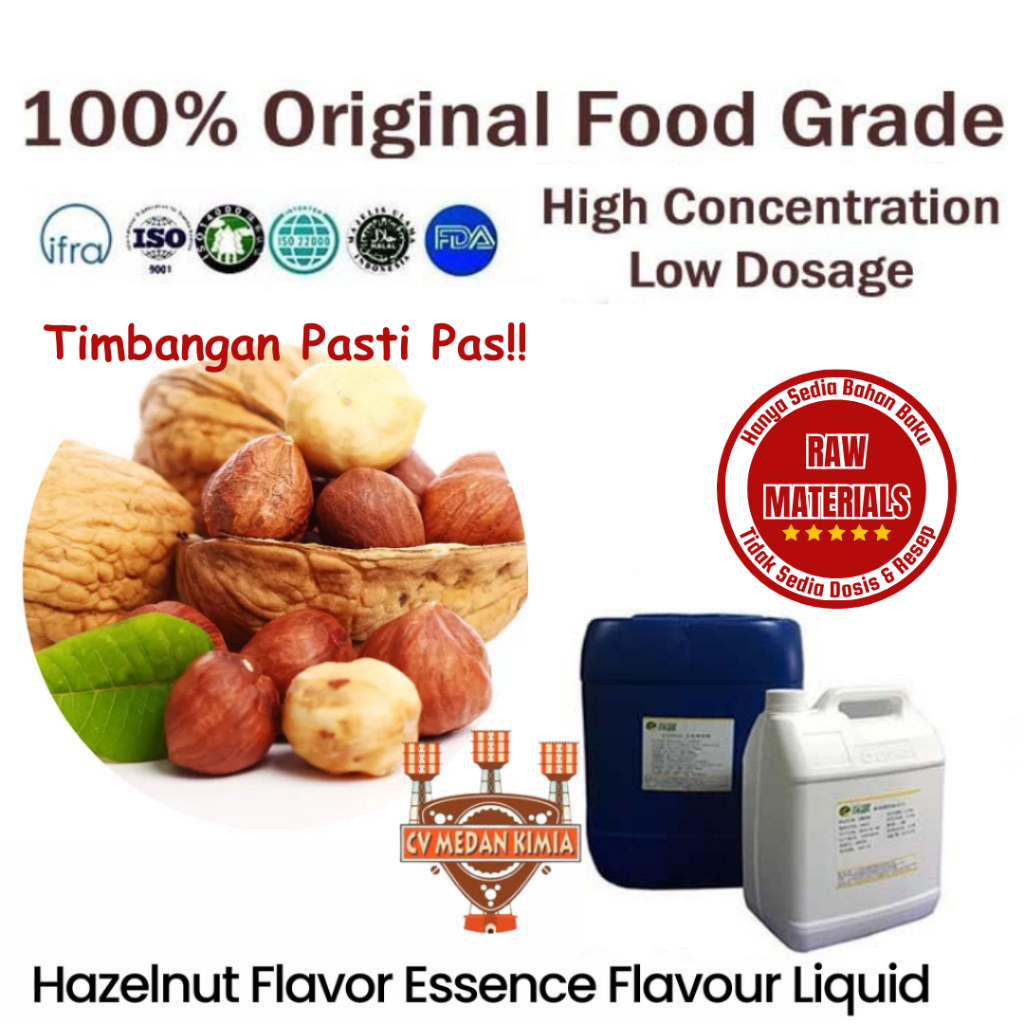 

Perisa Perasa Hazelnut Pure Essen Flavor Ekstrak Hazelnut 50gram